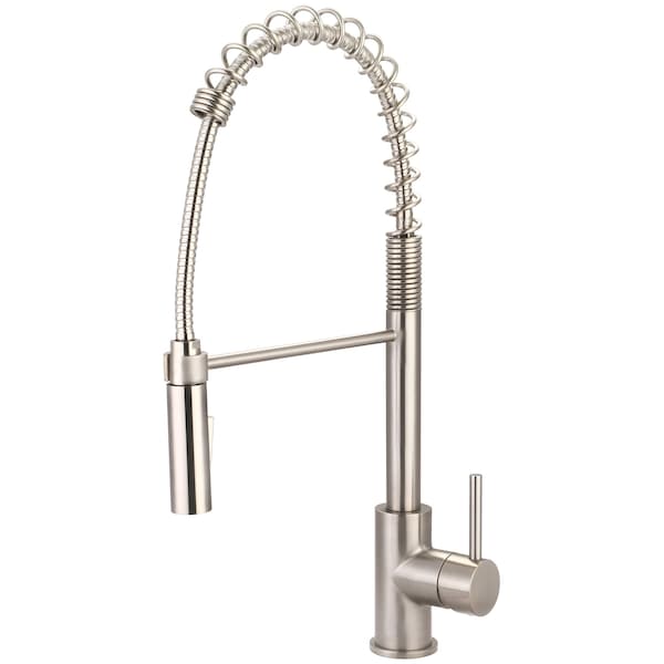 Pioneer Industries Single Handle Pre-Rinse Spring Pull-Down Kitchen Faucet in PVD Brushed Nickel 2MT280-BN - main